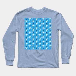 White Bird Fly in the Blue Sky Pattern Long Sleeve T-Shirt